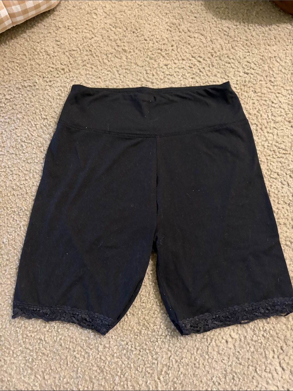 American Eagle Outfitters Black Lace-Trim Bike Shorts